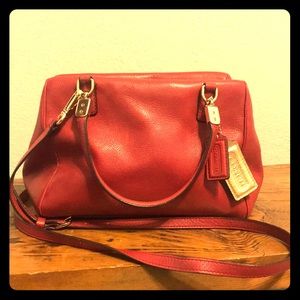 Vintage Red Long Strapped Coach Purse.